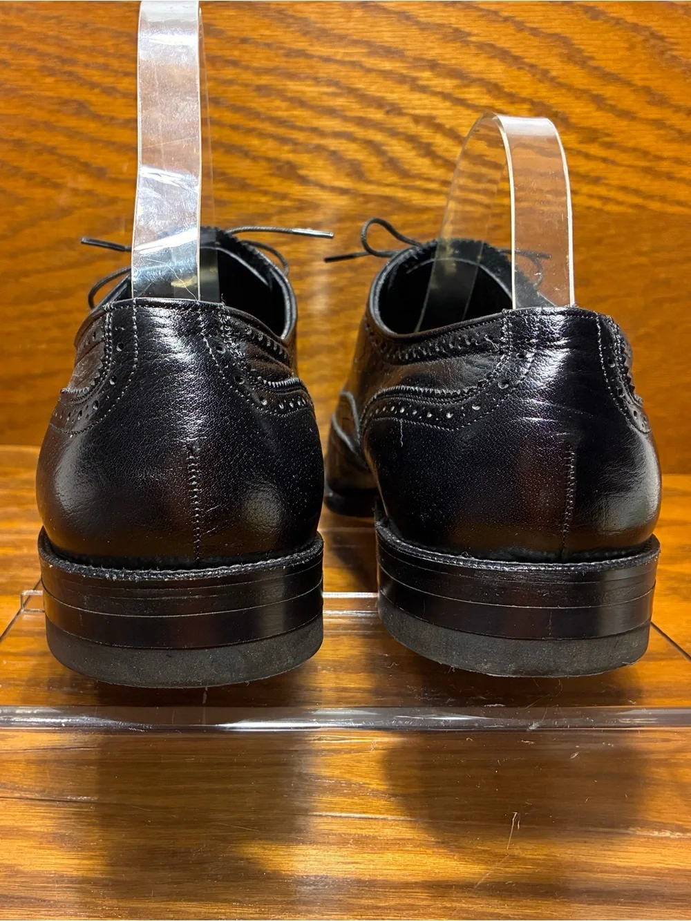 VTG 1985 Freeman Free-Flex Longwing Brogue Derby Shoes  Black Men’s 11 BOX, RECT